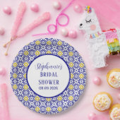 Portugees Tegels Blauw Mediterraan Vrijgezellenfee Papieren Bordje (Feest)