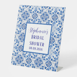 Portugees Tegels Blauw Mediterraan Vrijgezellenfee Reclamebord Met Voetstuk