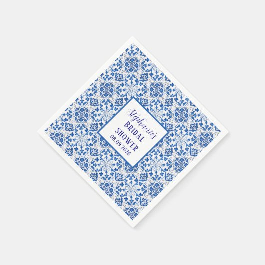 Portugees Tegels Blauw Mediterraan Vrijgezellenfee Servet (Hoek)