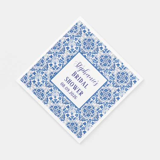 Portugees Tegels Blauw Mediterraan Vrijgezellenfee Servet (Hoek)