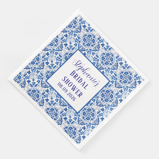 Portugees Tegels Blauw Mediterraan Vrijgezellenfee Servet (Hoek)