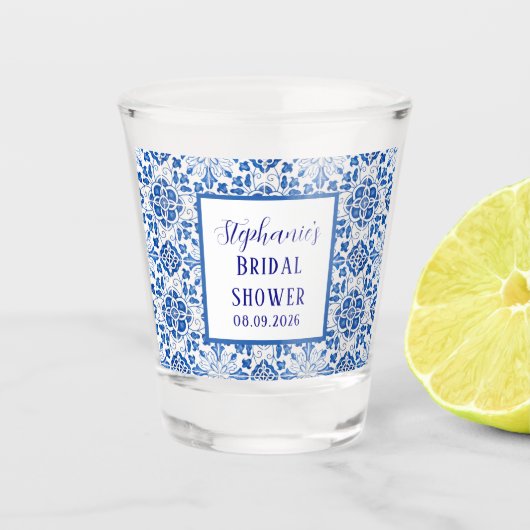 Portugees Tegels Blauw Mediterraan Vrijgezellenfee Shot Glas (Voorkant)