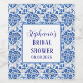 Portugees Tegels Blauw Mediterraan Vrijgezellenfee Wijn Etiket (Enkel label)