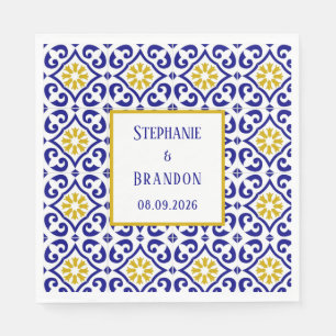 Portugees Tegels Blauw Mediterraans Bruiloft Servet