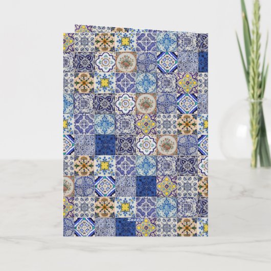 Portugees Tegels Bruiloft Orde van Service Programma (Achterkant)