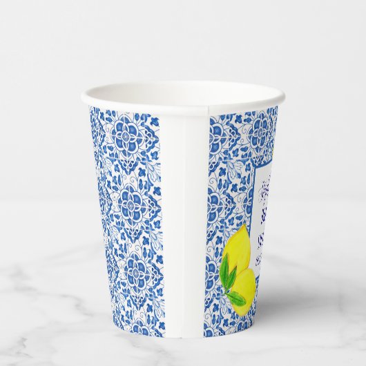 Portugees Tegels Citroen Mediterraan Vrijgezellenf Papieren Bekers (Rechts)