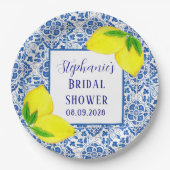 Portugees Tegels Citroen Mediterraan Vrijgezellenf Papieren Bordje (Voorkant)