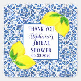 Portugees Tegels Citroen Mediterraan Vrijgezellenf Vierkante Sticker