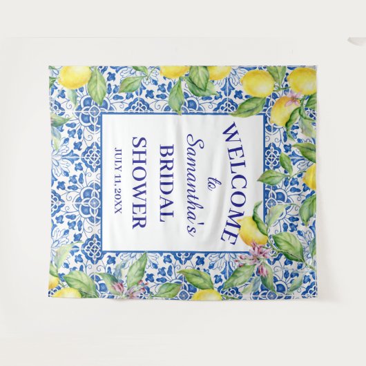 Portugees tegels Citroen Mediterraan Vrijgezellenf Wandkleed (Voorkant (horizontaal))