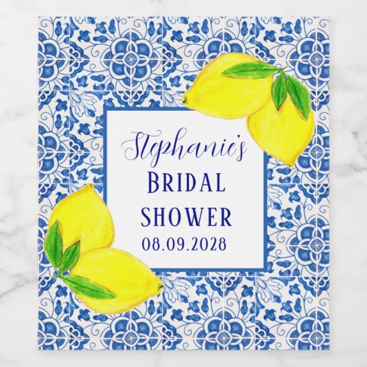 Portugees Tegels Citroen Mediterraan Vrijgezellenf Wijn Etiket (Enkel label)