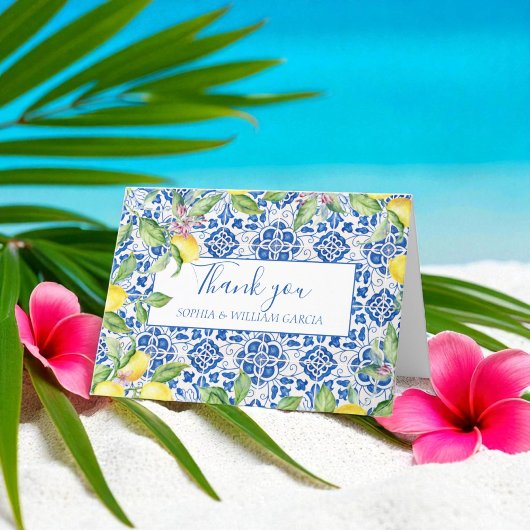 Portugees Tegels Citroenen Bloemenbruiloft Bedankt