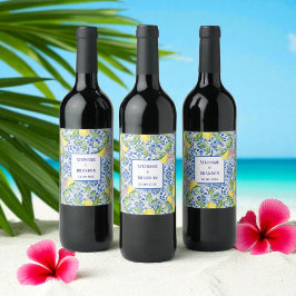 Portugees Tegels Citroenen Mediterraan Huwelijk Wijn Etiket