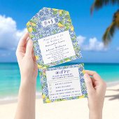 Portugees Tegels Citroenen Rustieke Initialen brui All In One Uitnodiging