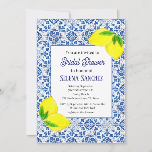 Portugees tegels Citroenen Waterverf Vrijgezellenf Kaart (Voorkant)