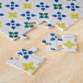 Portugees tegels en raam balkon met vogel legpuzzel (Zijkant)