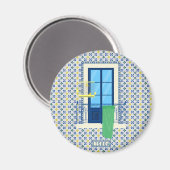 Portugees tegels en raam balkon met vogel magneet (Voorkant / Achterkant)