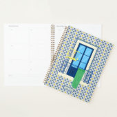 Portugees tegels en raam balkon met vogel planner (Display)