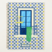 Portugees tegels en raam balkon met vogel planner (Voorkant)