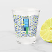 Portugees tegels en raam balkon met vogel shot glas (Voorkant)