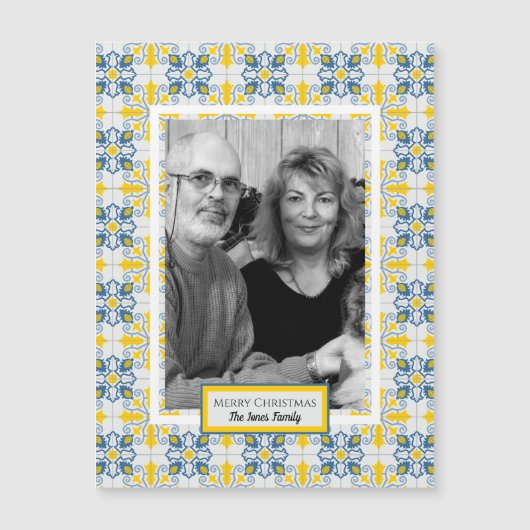 Portugees tegels familie foto lijst kerstkaart (Voorkant)