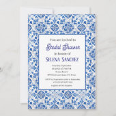 Portugees tegels Floral Waterverf Vrijgezellenfees Kaart (Voorkant)