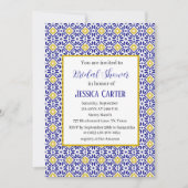 Portugees tegels Floral Waterverf Vrijgezellenfees Kaart (Voorkant)