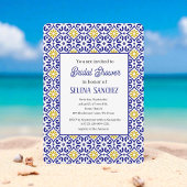 Portugees tegels Floral Waterverf Vrijgezellenfees Kaart