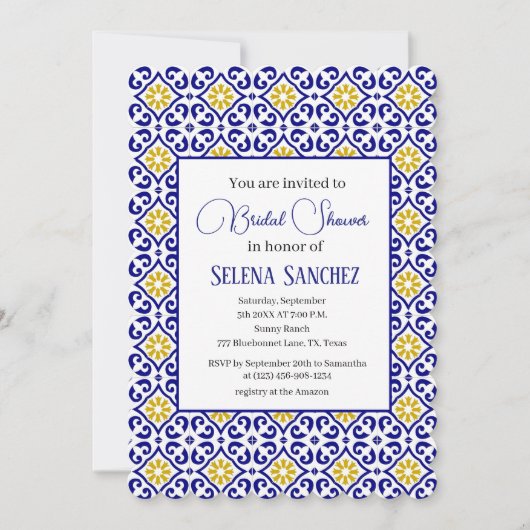 Portugees tegels Floral Waterverf Vrijgezellenfees Kaart (Voorkant)