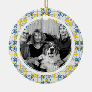 Portugees Tegels Foto lijst voor familie kerst Keramisch Ornament
