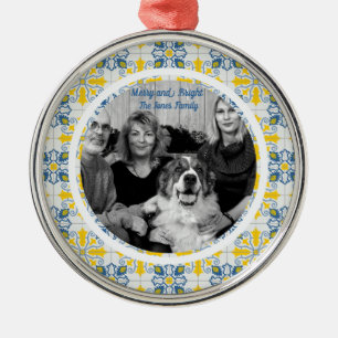Portugees Tegels Foto lijst voor familie kerst Metalen Ornament