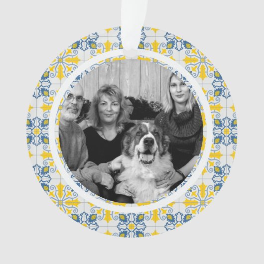 Portugees Tegels Foto lijst voor familie kerst Ornament (voorkant)