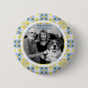 Portugees Tegels Foto lijst voor familie kerst Ronde Button 5,7 Cm