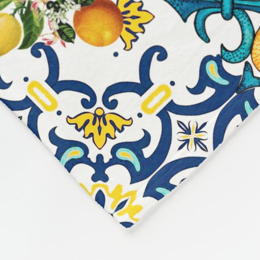 Portugees  tegels kiwi en citroenmoer cu fleece deken (Hoek)