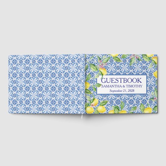 Portugees tegels Lemon Destination Elegant Trouwen Gastenboek (Volledig)