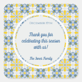 Portugees  tegels lijst voor familie kerst vierkante sticker