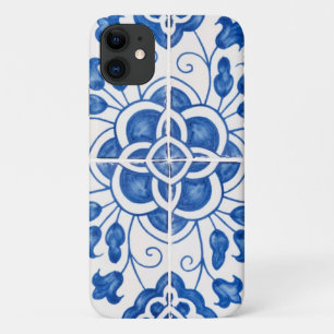 Portugees Tegels Mediterraan Blauw Bloemen Case-Mate iPhone Case