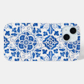 Portugees Tegels Mediterraan Blauw Bloemen Case-Mate iPhone Case (Achterkant (horizontaal))