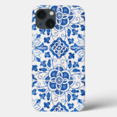 Portugees Tegels Mediterraan Blauw Bloemen Case-Mate iPhone Case (Achterkant)