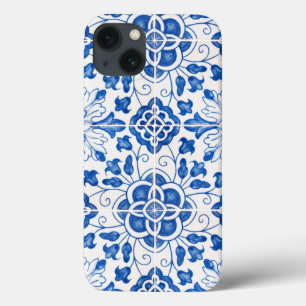 Portugees Tegels Mediterraan Blauw Bloemen Case-Mate iPhone Case
