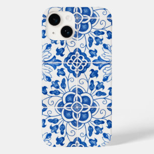 Portugees Tegels Mediterraan Blauw Bloemen Case-Mate iPhone 14 Hoesje