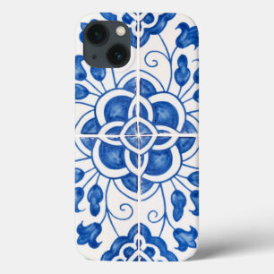 Portugees Tegels Mediterraan Blauw Bloemen Case-Mate iPhone Case