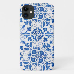 Portugees Tegels Mediterraan Blauw Bloemen Case-Mate iPhone Case