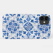 Portugees Tegels Mediterraan Blauw Bloemen Case-Mate iPhone Case (Achterkant (horizontaal))