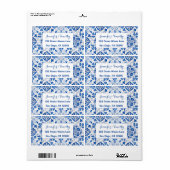 Portugees Tegels Mediterraan Blauw Bruiloft Etiket (Full Sheet)