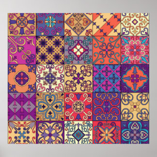 Portugees Tegels Talavera Stijl Patroon Poster