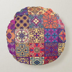 Portugees Tegels Talavera Stijl Patroon Rond Kussen