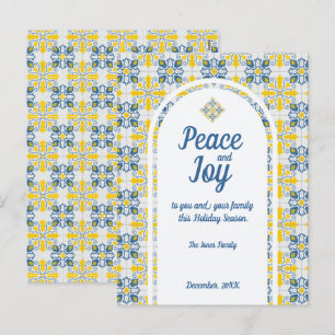 Portugees tegels Vrede en Vreugde Kerstkaart Feestdagenkaart