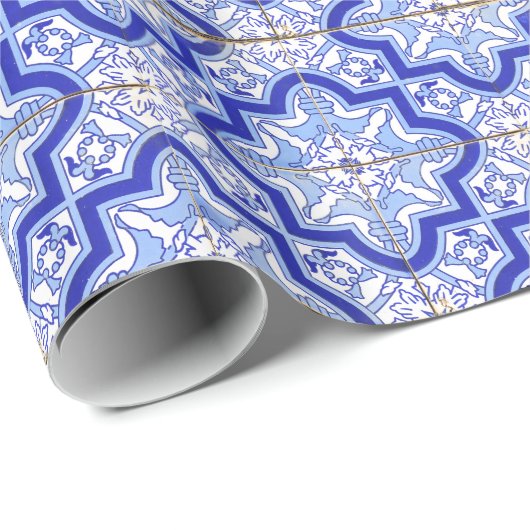 Portugees Tile Blue en White Cadeaupapier (Rol Hoek)