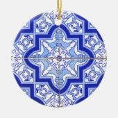 Portugees Tile Blue en White Keramisch Ornament (Voorkant)