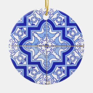 Portugees Tile Blue en White Keramisch Ornament